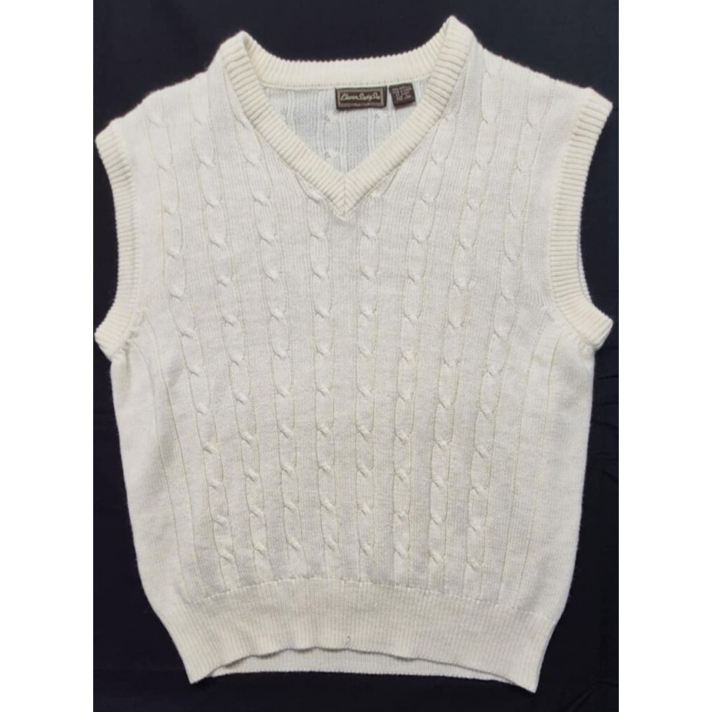 Eleven Sixty Six Collection men's white sweater v-neck classic vest sz L‎